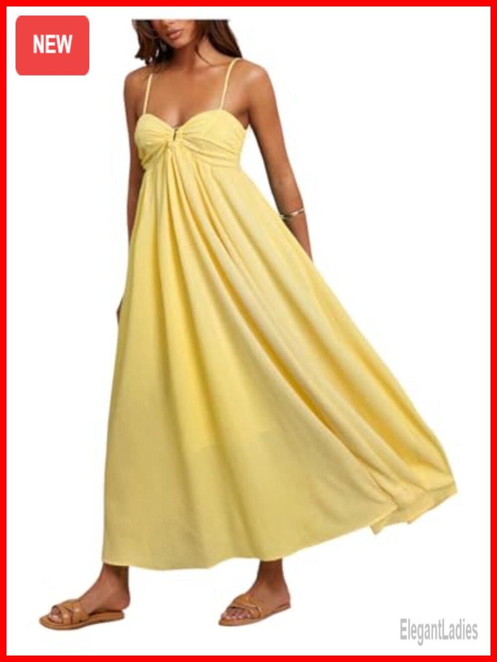 Women's Spaghetti Strap Maxi Dress Flowy A-Line Beach Vacation Sundress